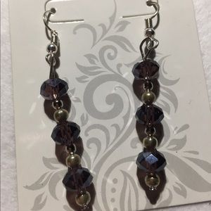 Dark purple bead earrings